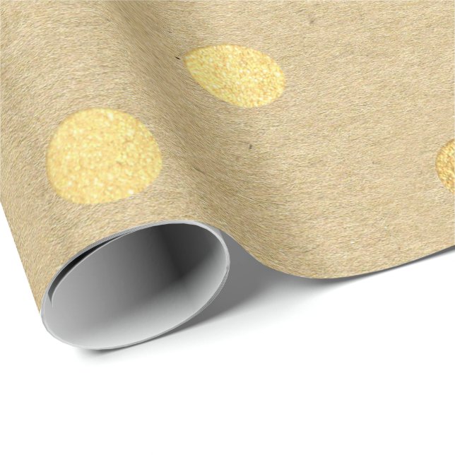 Papier Cadeau Grand Pois Kraft Gold Élégant minimal (Coin rond)