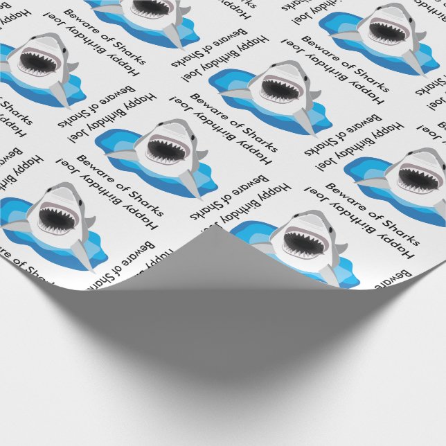 Papier Cadeau Grande attaque de requin blanc amusant (Coin)
