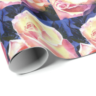 Papier Cadeau Grande belle aquarelle de rose de rose