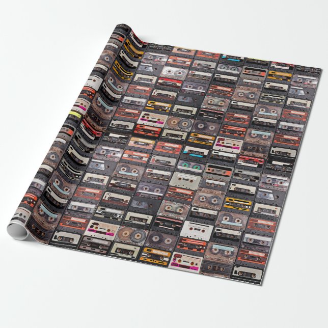 Papier Cadeau Grande collection de cassettes audio (Déroulé)