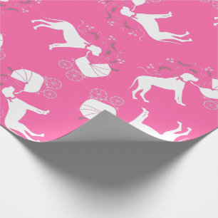 Papier Cadeau Grande Dane Chien Baby shower Chien Chiot Rose Gir