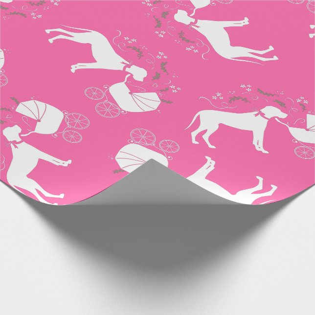 Papier Cadeau Grande Dane Chien Baby shower Chien Chiot Rose Gir (Coin)