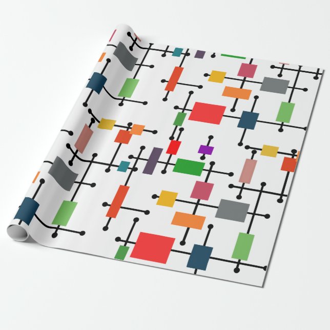 Papier Cadeau Grande grille moderne du milieu du siècle  (Déroulé)