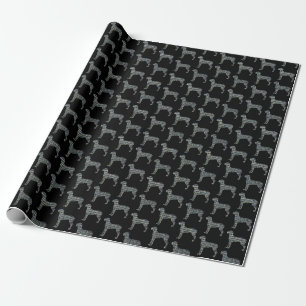 Papier Cadeau Grande Silhouette Danse Jaune & Grille Noire