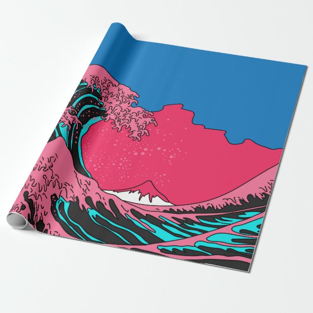 Papier Cadeau Grande vague dans le style Vaporwave Pop Art. Affi (Déroulé)