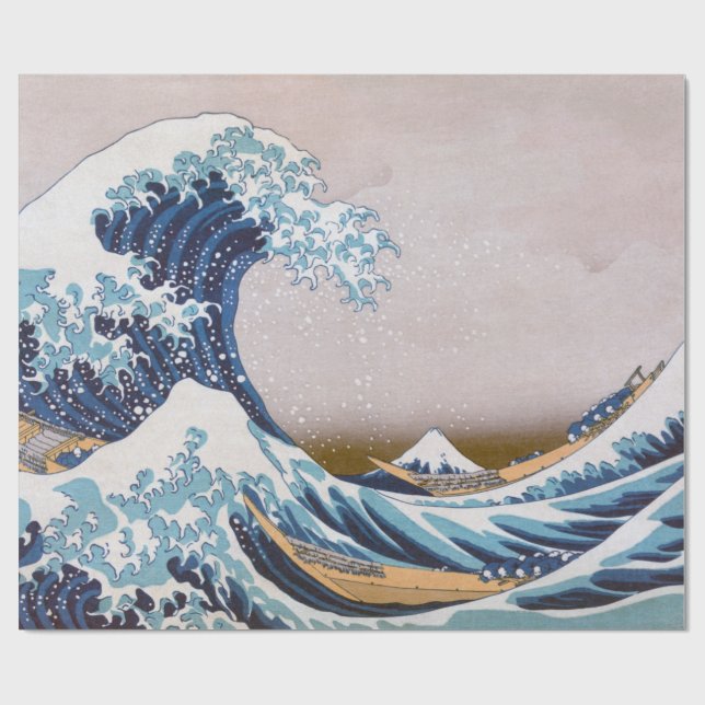 Papier Cadeau Grande vague du tsunami Kanagawa Japon par Hokusai (Plat)