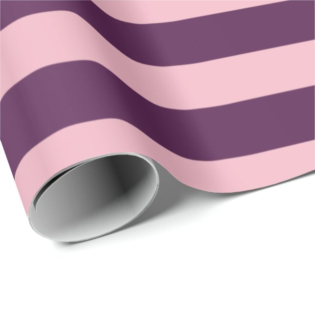 Papier Cadeau Grandes bandes Lignes Plum violet violet rose (Coin rond)