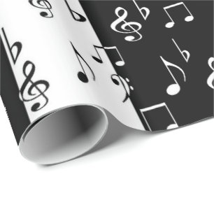 Papier Cadeau Grandes bandes musicales en noir et blanc