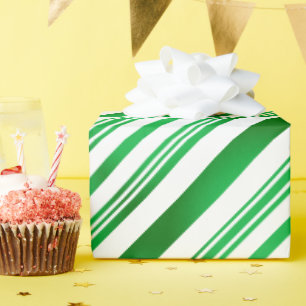 Papier Cadeau Grandes bandes vert et blanc