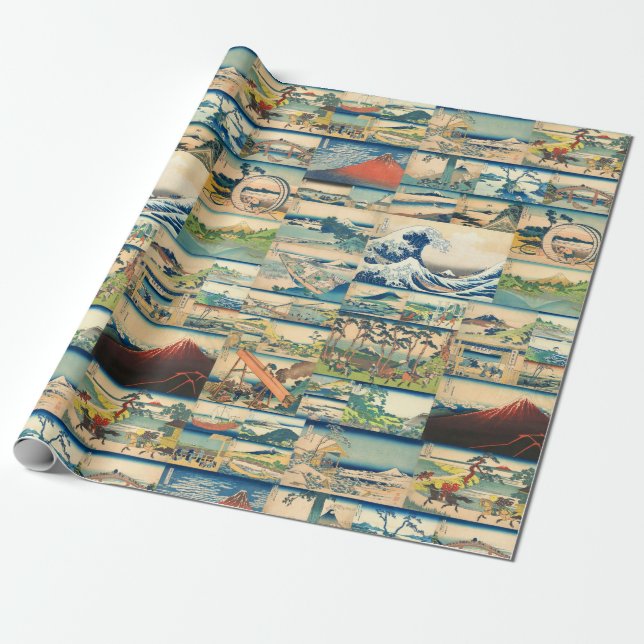 Papier Cadeau Grandes copies de Japonais de Hokusai le mont Fuji (Déroulé)
