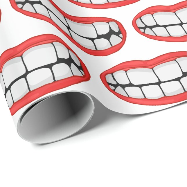 Papier Cadeau Grandes dents avec rouge à lèvres (Coin rond)