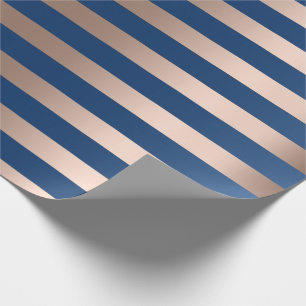 Papier Cadeau Grandes lignes bronze bleu de rayures de beige de