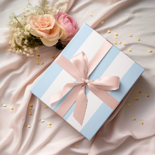 Papier Cadeau Grandes rayures bleu clair et blanc