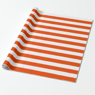 Papier Cadeau Grandes rayures oranges et blanches lumineuses