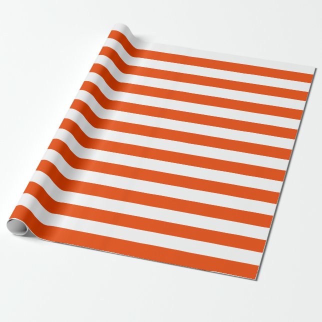 Papier Cadeau Grandes rayures oranges et blanches lumineuses (Déroulé)