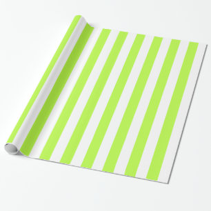 Papier Cadeau Grandes rayures vert citron et blanc