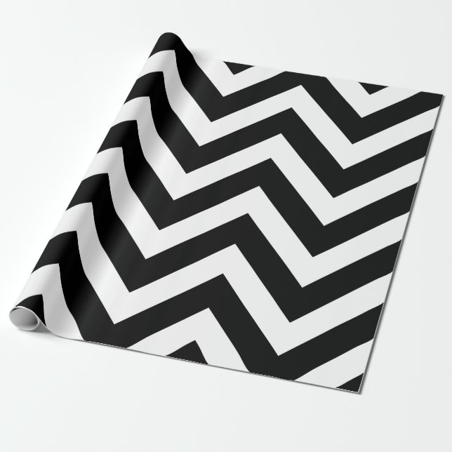 Papier Cadeau Grandes tailles Chevron noir et blanc (Déroulé)