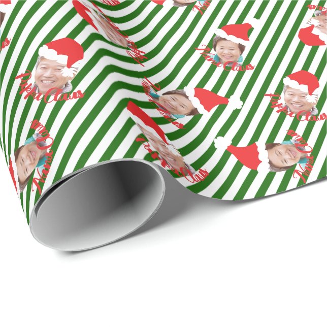 Papier Cadeau Grandes vertes et blanches Chapeaux de Père Noël E (Coin rond)