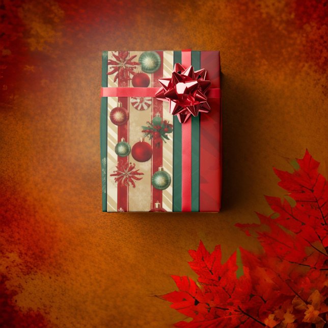 Papier Cadeau Grandes vertes modernes Red Gold (Créateur téléchargé)