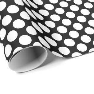 Papier Cadeau Grands points rétro - blanc et noir