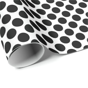 Papier Cadeau Grands points rétro - noir et blanc
