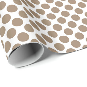 Papier Cadeau Grands points rétro - taupe tan et blanc