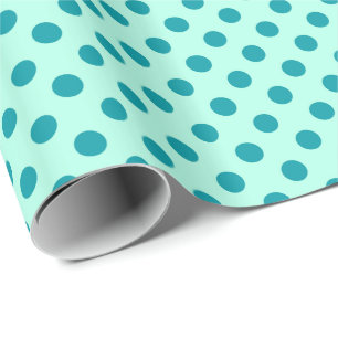 Papier Cadeau Grands points rétro - turquoise sur aqua