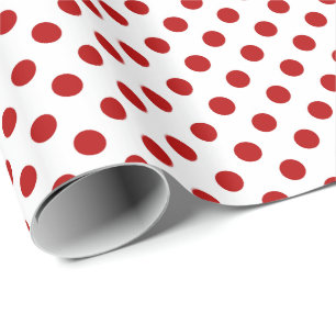 Papier Cadeau Grands rétros points - rouge et blanc
