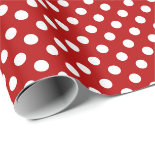 Papier Cadeau Grands rétros points - rouge et blanc