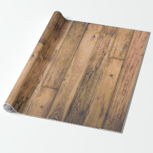 Papier Cadeau Grange en bois en bois rustique de planches de