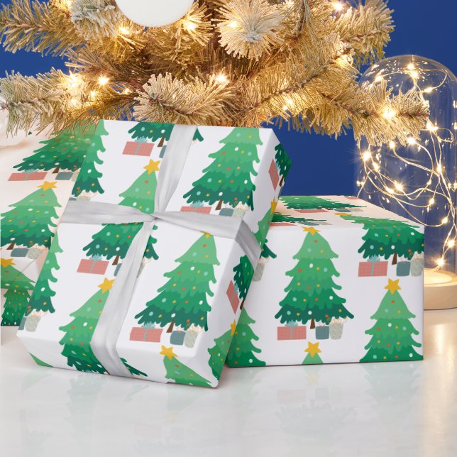 Papier Cadeau Graphique Arbre de Noël et cadeaux (Vacances)
