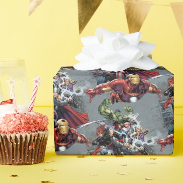 Papier Cadeau Graphique d'attaque d'Avengers (Fête d'anniversaire)