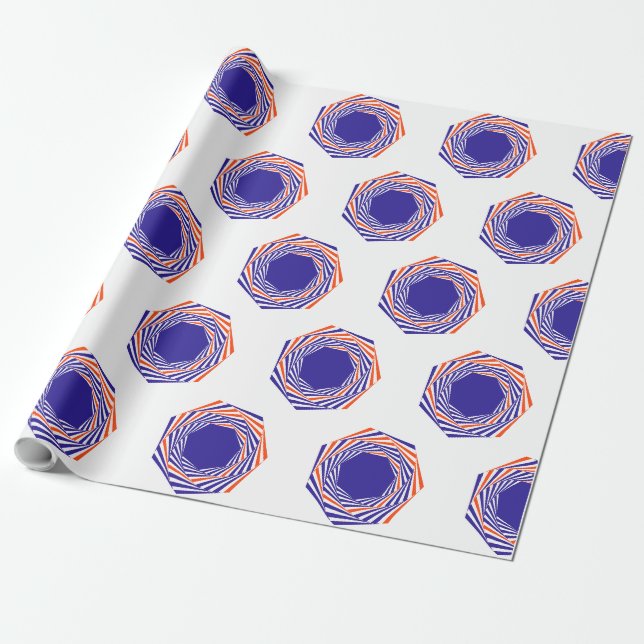 Papier Cadeau Graphique de la sphère d'encre bleue Motif d'art A (Déroulé)