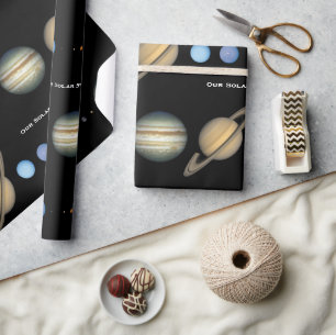 Papier Cadeau Graphique des tailles de la planète du système sol
