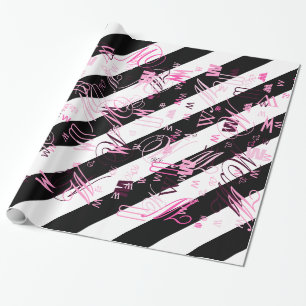 Papier Cadeau Graphique noir et blanc demi et demi-graphique