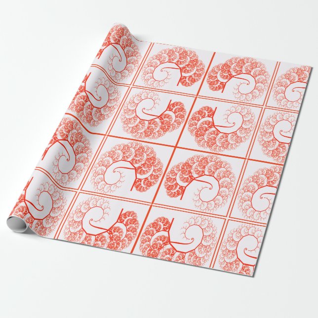 Papier Cadeau Graphiques Orange Palette Tree Motif d'art Abstrai (Déroulé)