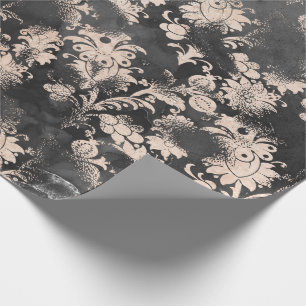Papier Cadeau Graphite gris mince Floral Grungy Shabby Chic
