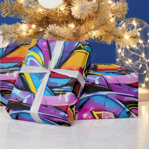 Papier Cadeau Gras Bright Colonnes Graffiti Street Art Motif