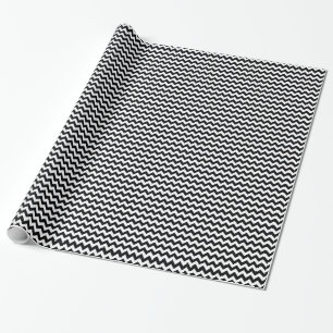 Papier Cadeau Gras noir et blanc Chevron Zig Zag Motif