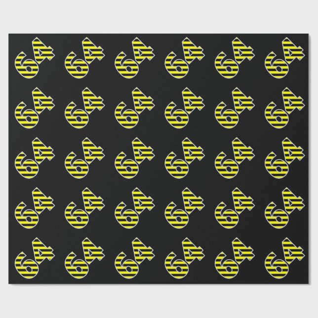 Papier Cadeau Gras, noir et jaune 64 N° d'événement (Anniversair (Plat)