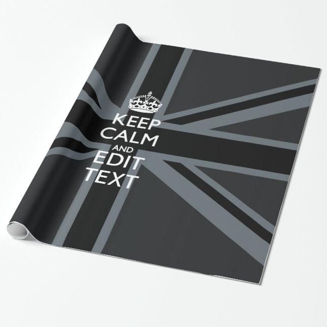 Papier Cadeau Gras Noir Noir Gardez Le Calme Votre Texte Union J (Déroulé)