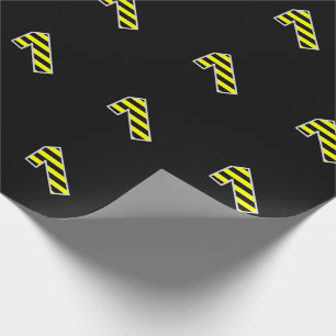 Papier Cadeau Gras, noirs et jaunes 1 Numéro d'événement (Annive