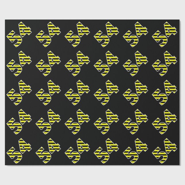 Papier Cadeau Gras, noirs et jaunes 54 N° d'événement (Anniversa (Plat)