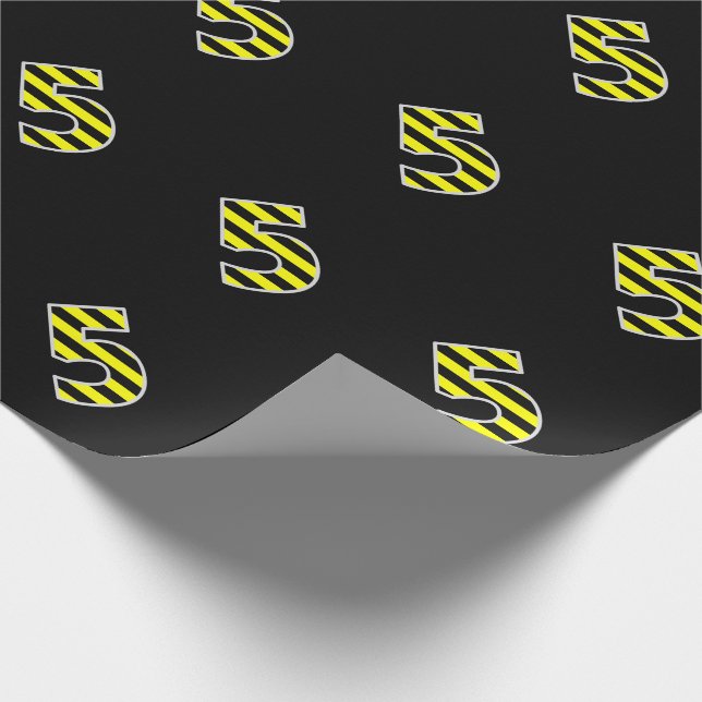 Papier Cadeau Gras, noirs et jaunes 5 - N° d'événement (annivers (Coin)