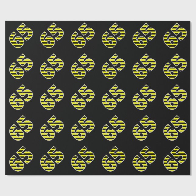 Papier Cadeau Gras, noirs et jaunes 65 N° d'événement (Anniversa (Plat)