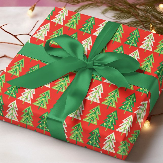 Papier Cadeau Gras tendance moderne Preppy arbres de Noël (Créateur téléchargé)