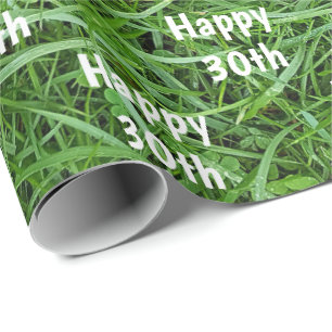 Papier Cadeau Grass vert 30e Anniversaire papier d'enveloppement