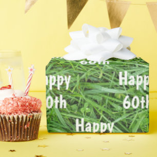 Papier Cadeau Grass vert 60e Anniversaire Papier d'enveloppement