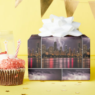 Papier Cadeau Gratte-ciel de Chicago avec éclair