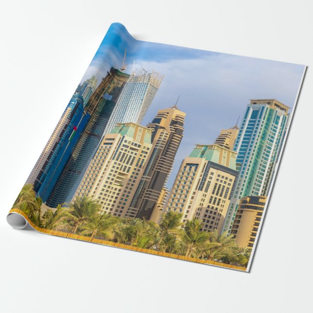 Papier Cadeau gratte-ciel moderne de Dubaï Corniche (Déroulé)